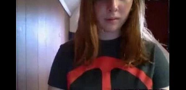 Sexy redheaded teen schoolgirl teases on webcam